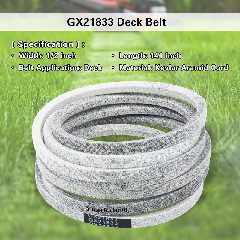 Dofank GX21833 Deck Belt Kevlar for John Deere 48 inch Deck Belt D140, D160, E140, E170, L120, L130, LA145, S170 Riding Mower with 48'' Deck, Replaces GX20571 - Aramid Cord, 1/2'' x 141'' - Image 2